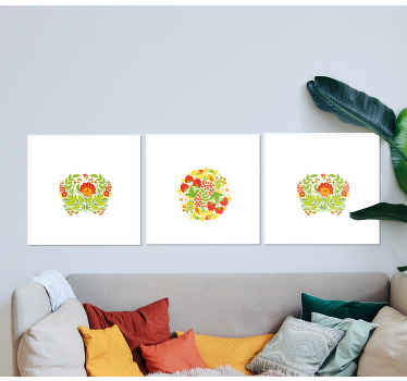 3 símbolos com tela de flores de padrão polaco. Fundo branco com flores coloridas e uma forma. Decorar. Obtenha remessa imediata!