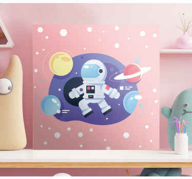 Tableau Astronaute dans l'espace couleur pastel - TenStickers