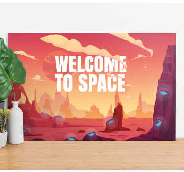 Red and yellow cartoon space nursery canvas - TenStickers