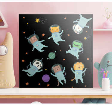 Animal astronauts in space nursery canvas - TenStickers