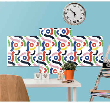 Tela geométrica de pintura abstrata. Fundo branco com formas geométricas coloridas em um padrão. Obtê-lo agora! Envio imediato!