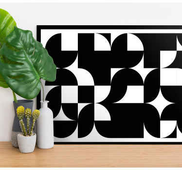 Sort abstrakt kunst geometrisk lærred - TenStickers