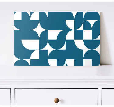 Cuadro geométrico Patrón azul y blanco - TenVinilo
