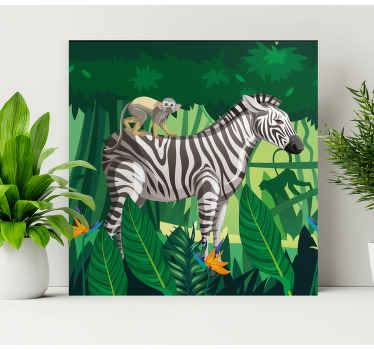 Giraffe Zebra and Monkey nursery canvas - TenStickers