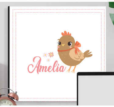 Tipu nauhalla ja nimellä lintu canvas - Tenstickers