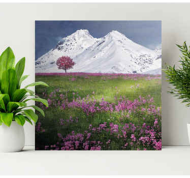 Cuadro de flores Montañas nevadas con flores - TenVinilo