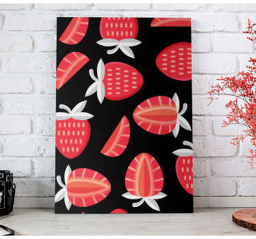 Cuadro bodegones Patrón de fresa de dibujos animados - TenVinilo