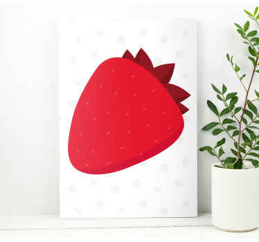 Red strawberry pattern on white fruit canvas - TenStickers