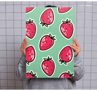 Colored strawberry pattern green fruit canvas - TenStickers
