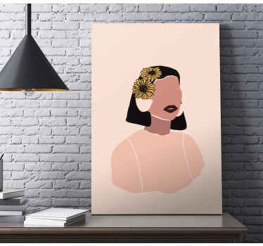 Cuadro de flores Mujer encantadora cara de girasol - TenVinilo
