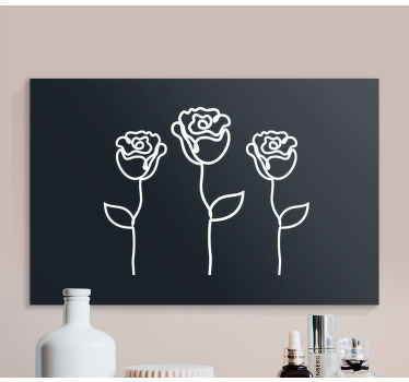 Cuadro de flores Línea de ilustración de rosas minimalistas - TenVinilo