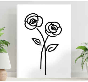 Cuadro de flores Par de rosas diseño minimalista - TenVinilo