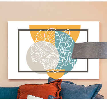 Minimalista téglalap és virágok virágvászon - TenStickers