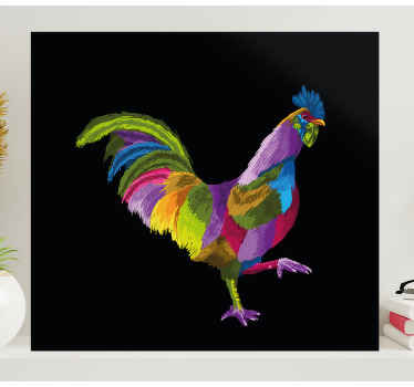 Colorful Rooster Design bird canvas wall art - TenStickers