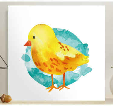 黄色小鸡彩绘鸟帆布艺术 - TenStickers