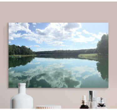 Modré jezero na plátně krajiny mazury - TenStickers