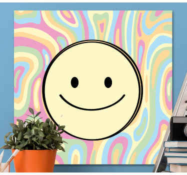 Colorful tie dye smiley face canvas art prints - TenStickers
