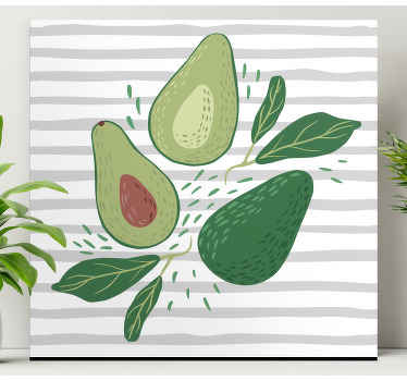 Komposition avocado og efterlader frugt lærred - TenStickers