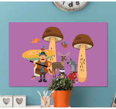 Linnut sienimetsässä lasten canvas - Tenstickers