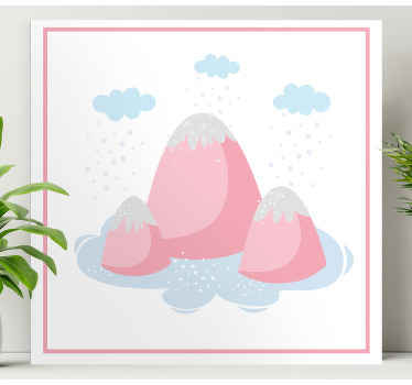 Cuadro infantil Montañas rosadas con gotas de lluvia - TenVinilo