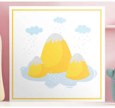 Tableau enfant Montagnes jaunes avec des gouttes de pluie - TenStickers