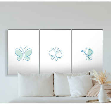 Uma pintura para os amantes de borboletas! Este produto ilustra borboletas de luz azul em um fundo branco. Peça agora e comece a decorar hoje!