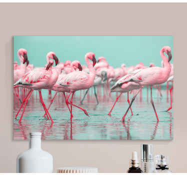 Obraz ze zwierzętami zgromadzenie flamingów - TenStickers