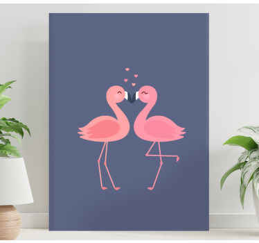 Flamingoer danner et hjerteindgang lærredskunst - TenStickers
