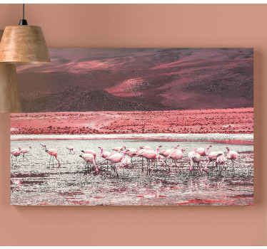 Cuadro para salón Paisaje con muchos flamencos. - TenVinilo