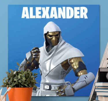 Arte da tela da máscara do ouro do videogame. Temos um produtobom e legal para a decoração da sua casa com nossa impressão em tela de personagens com acabamento de alta qualidade.