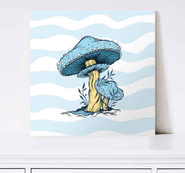 蓝色蘑菇插画厨房墙壁打印 - TenStickers