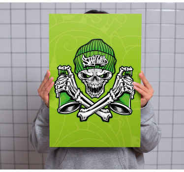 Zelené lebky brýle graffiti moderní obraz - TenStickers