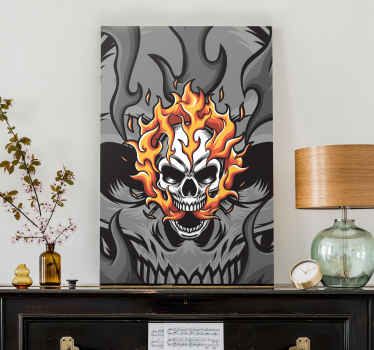Wandbild Wohnzimmer Totenkopf in Flammen - TenStickers