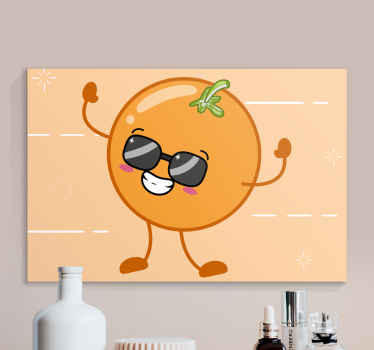 Cuadro moderno Lindo, sonriente, naranja, caricatura - TenVinilo