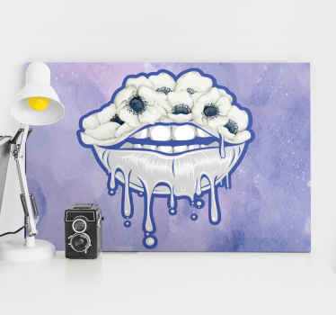 Quadro decorativo ornamental boca com flores - TenStickers