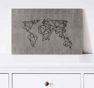 Cuadro 3d Mapamundi gris y negro - TenVinilo