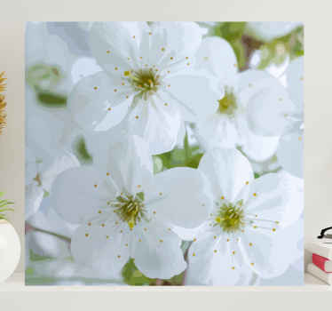 White pastel colors petals flower canvas - TenStickers