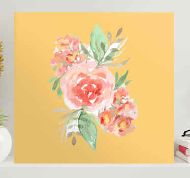 Cuadro de flores Pintura rosa amarilla vintage - TenVinilo