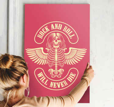 Cuadro musical La roca nunca morirá diseño de esqueleto - TenVinilo
