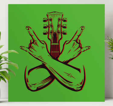 Cuadro musical Manos cruzadas, señal, roca - TenVinilo