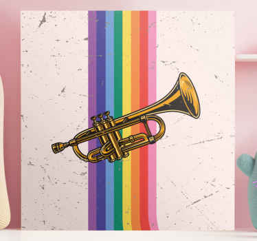 Colorful brass trumpet bedroom wall prints - TenStickers