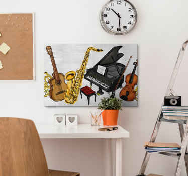 Wandbild Musik Musikinstrumente malen - TenStickers