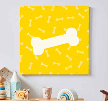 Quadro de cães Osso de cão com fundo amarelo fofo - TenStickers