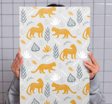 Cuadro animales Patrón de fondo claro de caminata de leopardo - TenVinilo