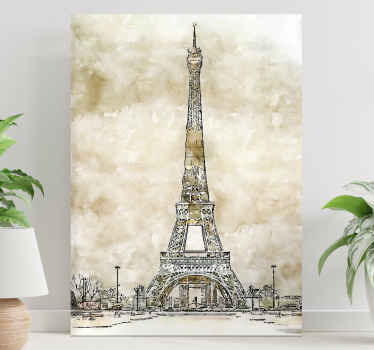 Cuadro ciudades Pintura de la torre eiffel de acuarela - TenVinilo