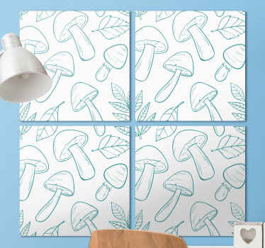 White and light blue mushrooms  Plant canvas - TenStickers