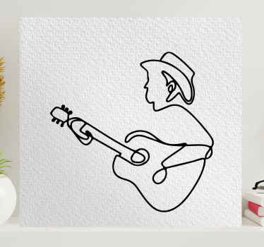 黒人ギタリストミニマルミュージックキャンバス - TENSTICKERS