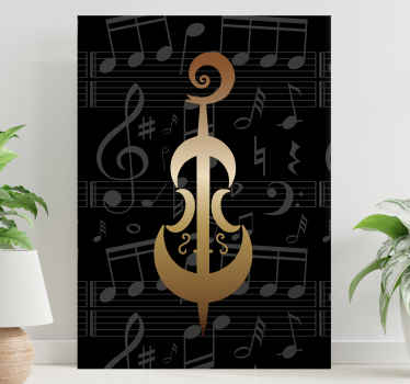Golden Cello silhouette Music canvas - TenStickers