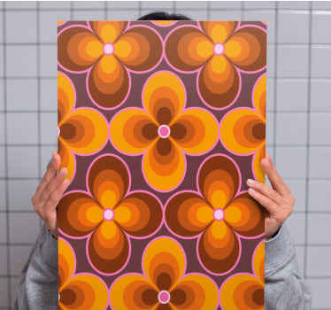 Blomst retro groovy mønster retro lærred - TenStickers
