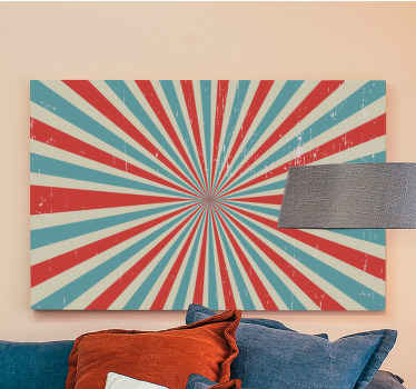 Blå og rød retro forvasket mønster retro lærred - TenStickers